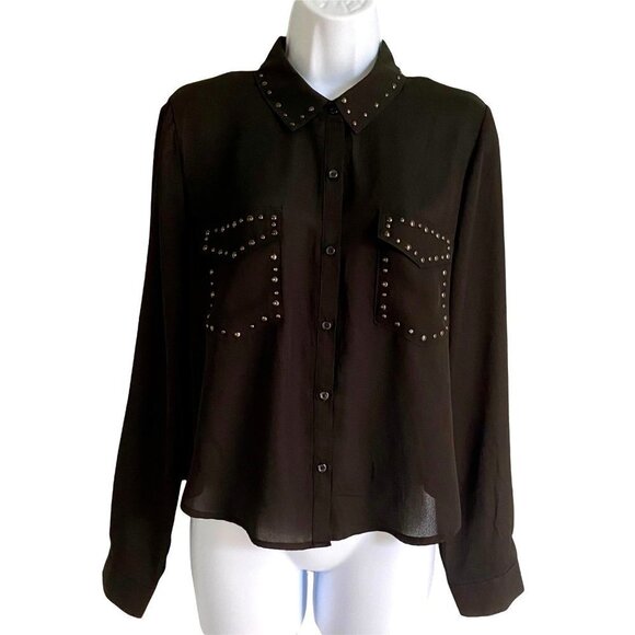 Wild Fable Black Button Down Shirt with Rivets - Picture 1 of 10